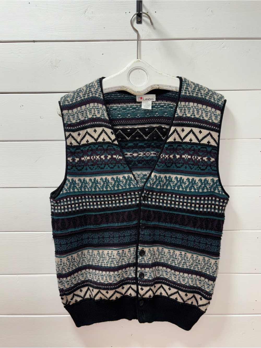 Lumière Vintage Unisex Patterned Knit Vest – L/G - Picture 6 of 9